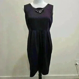 Simply Vera Wang Cocktail Dress Size 12 Purple Sheath Sleeveless Satin Jeweled